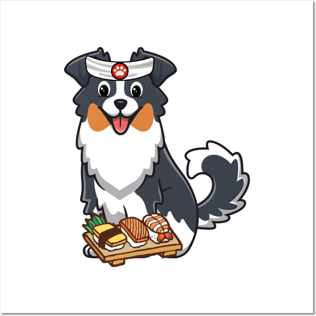 Funny Collie dog is a sushi chef Wall Art by Pet Station